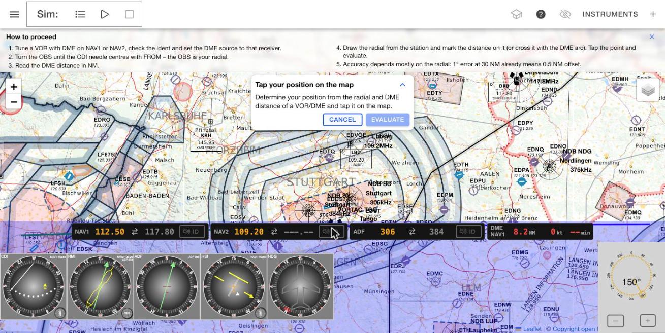 Position with VOR/DME exercise with the guide shown