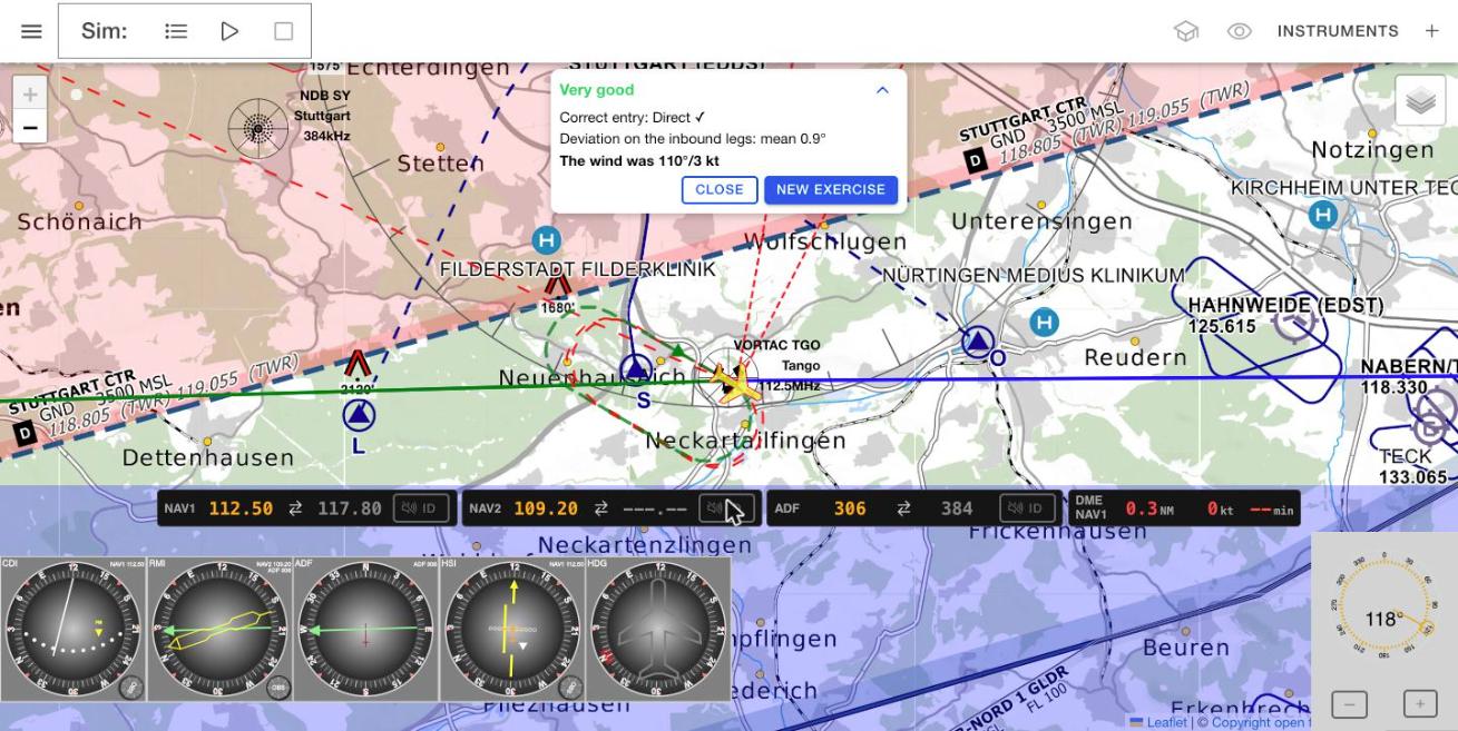 Holding result: racetrack and flown path