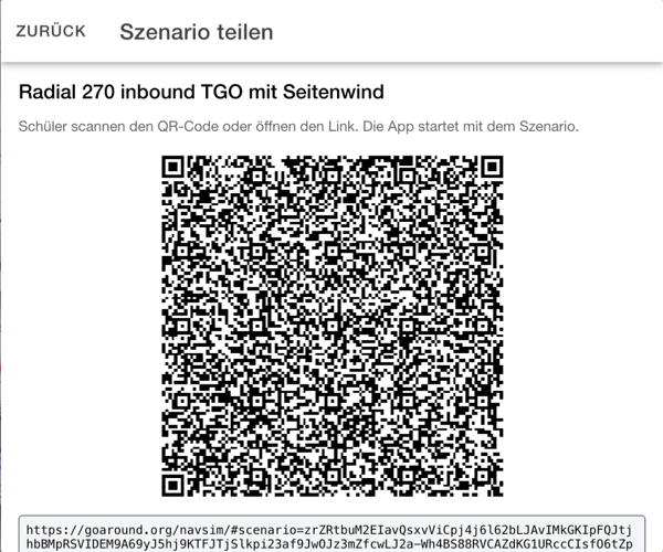 Szenario teilen: QR-Code und Link
